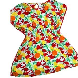 Disney Adult Cover Up Caftan Lined Dress L Mickey Mouse Fruit Summer Vacation